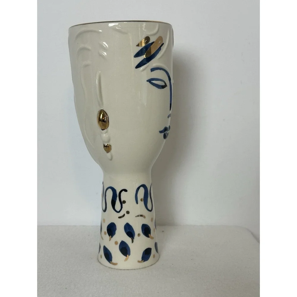 Anthropologie ATHENA Face Vase Planter Ceramic 10